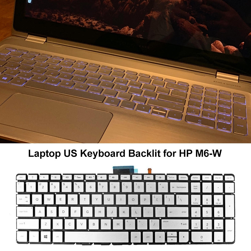 For HP M6-W US Version Lap Backlight Keyboard Silver