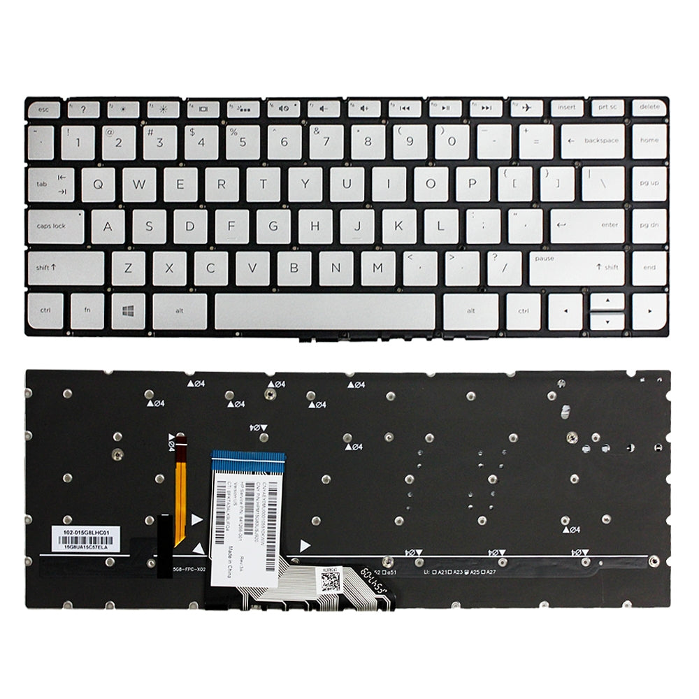 For HP Spectre 15-AP US Version Lap Backlight Keyboard Silver
