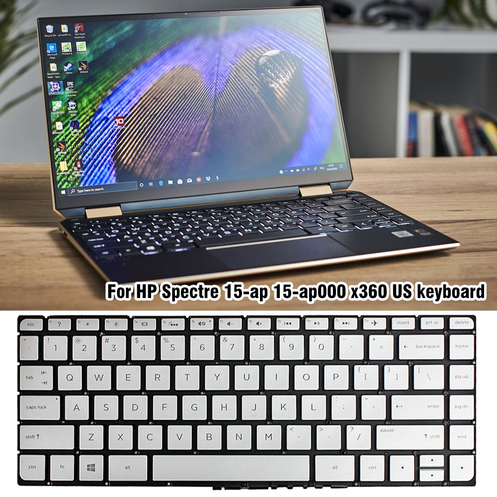 For HP Spectre 15-AP US Version Lap Backlight Keyboard Silver