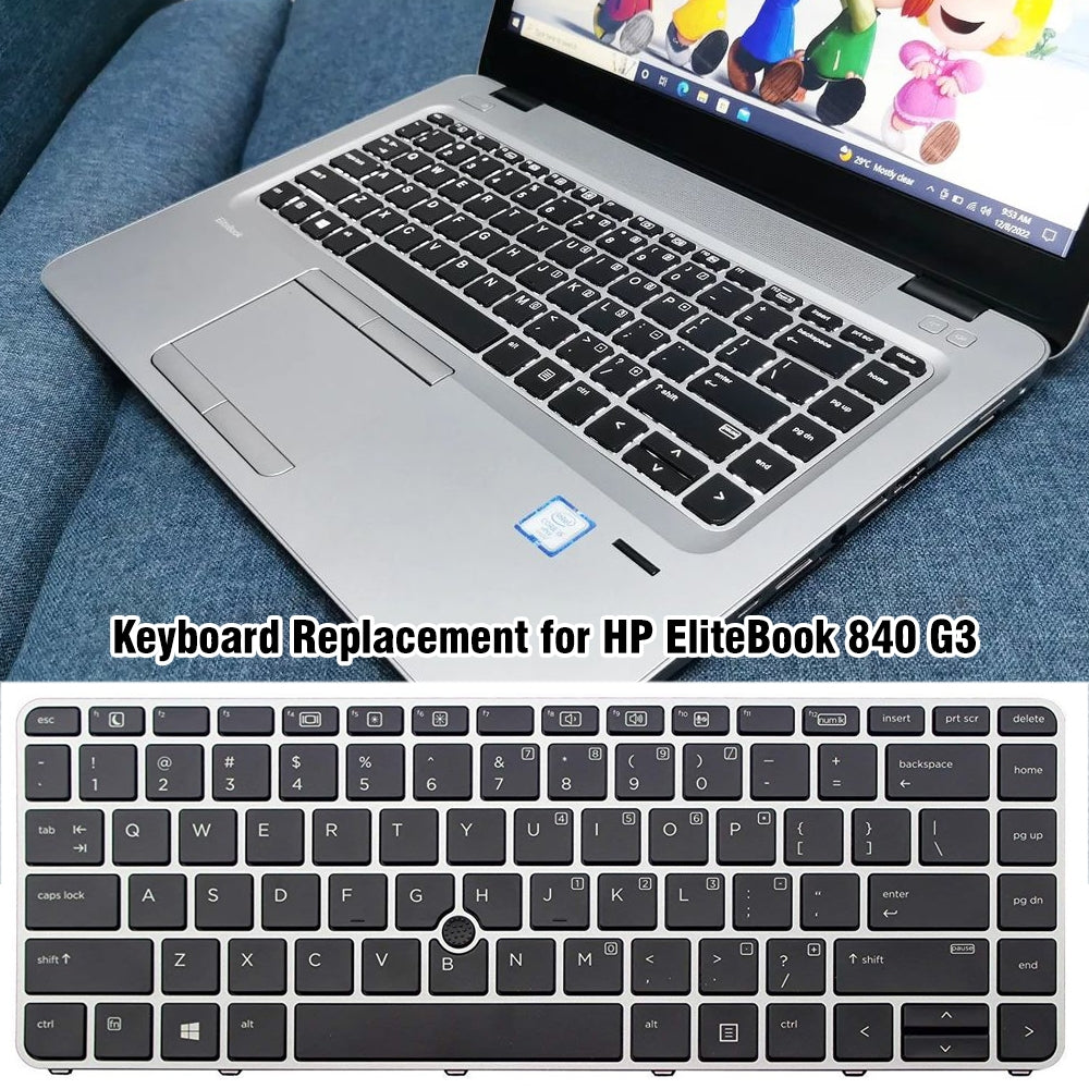 For HP Book 840 G3 Fingerless US Version Lap Backlight Keyboard