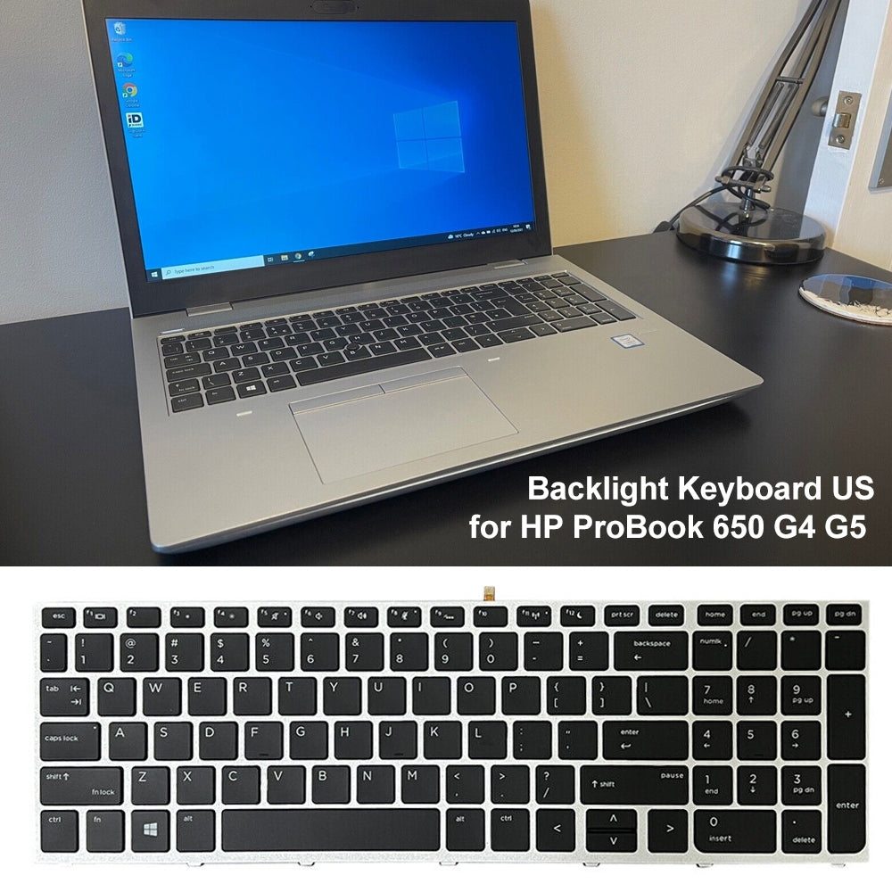 For HP ProBook 650 G4 Silver Frame US Version Lap Backlight Keyboard