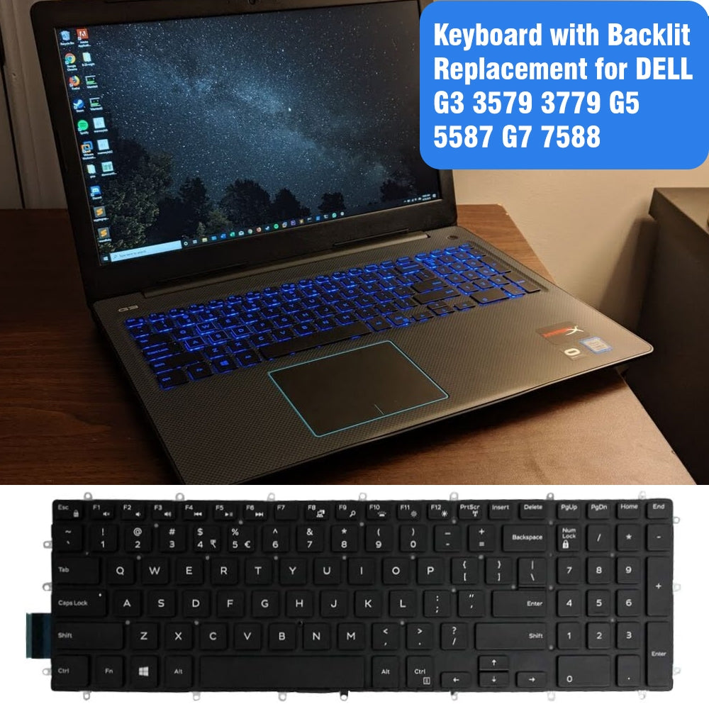 Backlight Lap Keyboard For Dell G3 3579 3779 / G5 5587 / G7 7588 White Word
