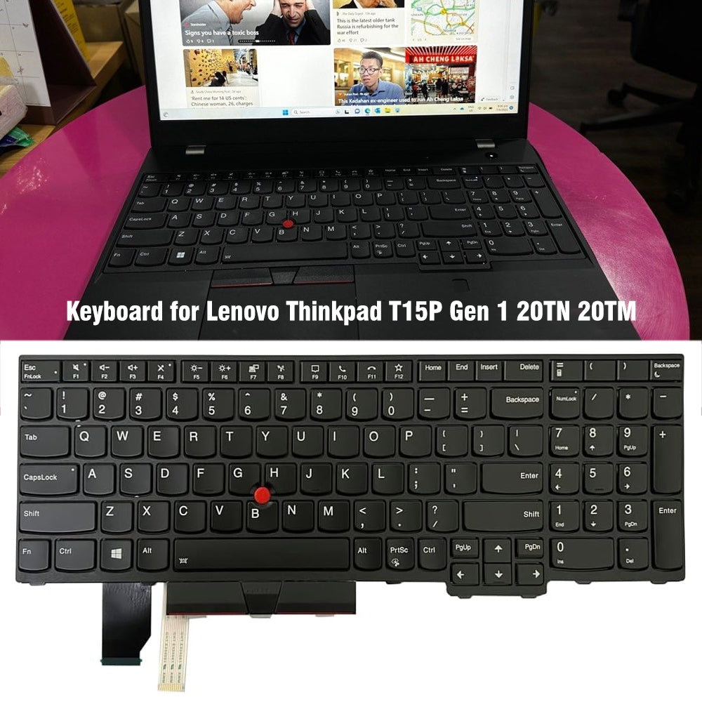 For Lenovo ThinkPad T15p Gen 1 20TN 20TM US Version Backlight Lap Keyboard