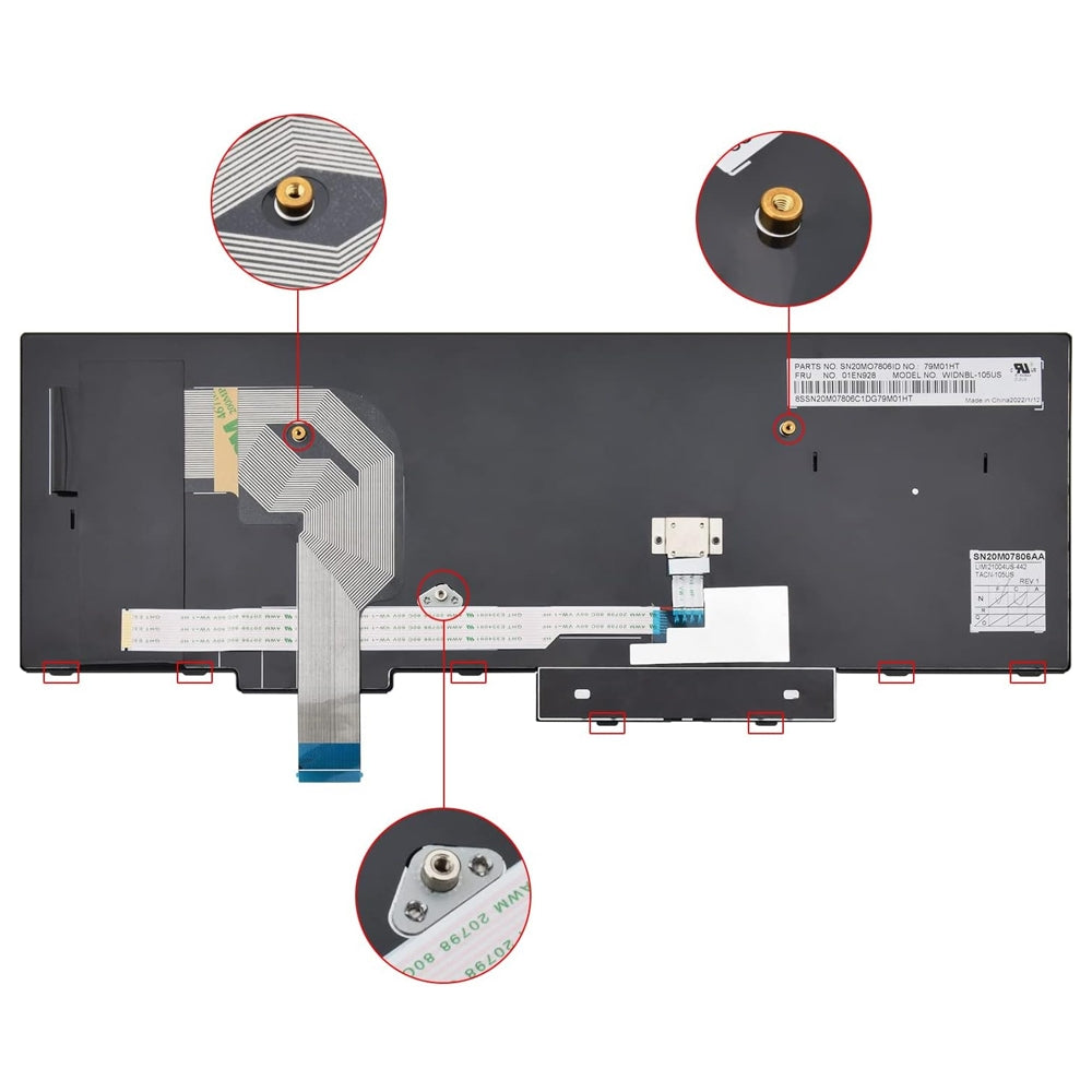 For Lenovo P51S P52S T570 T580 US Version Backlight Lap Keyboard