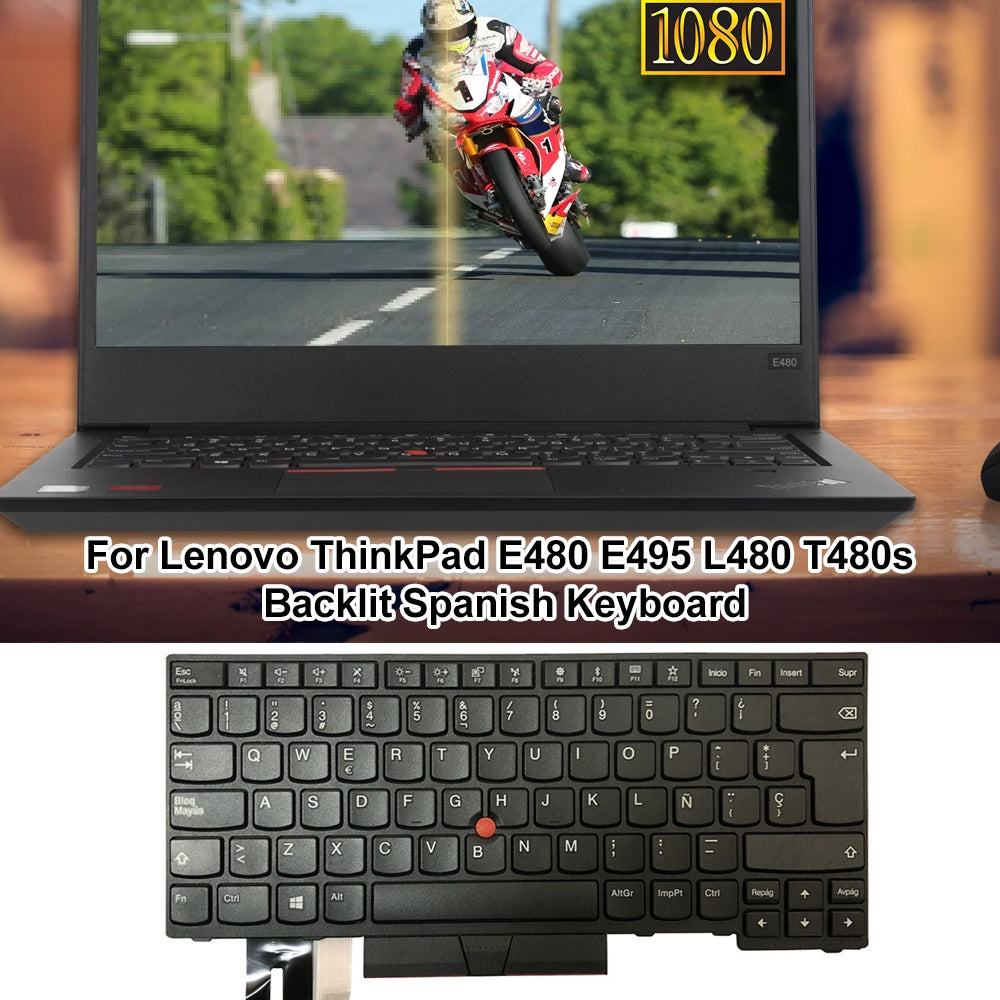 For Lenovo ThinkPad E480 / E495 / L480 Spanish Version Backlight Lap Keyboard