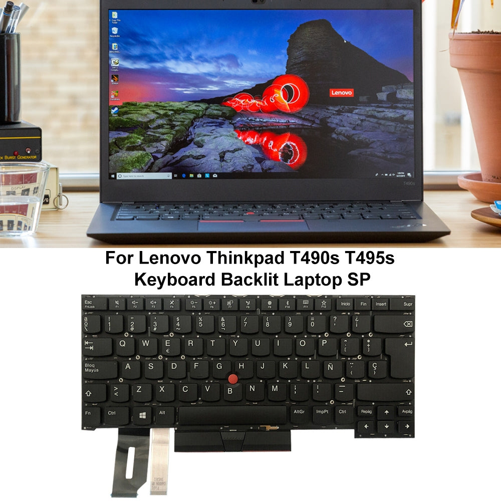 For Lenovo ThinkPad T490s / T495s Spanish Version Backlight Lap Keyboard