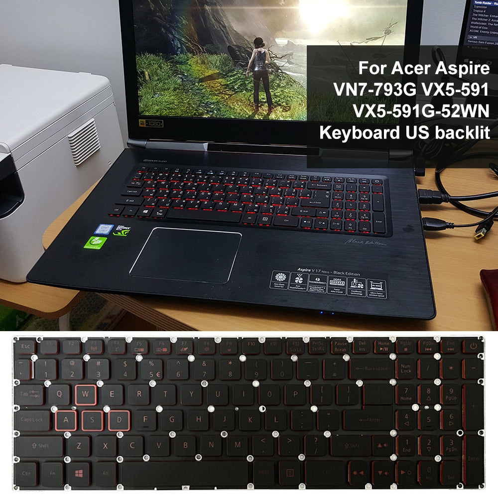 For Acer Aspire VN7-793G US Version Red Backlight Lap Keyboard