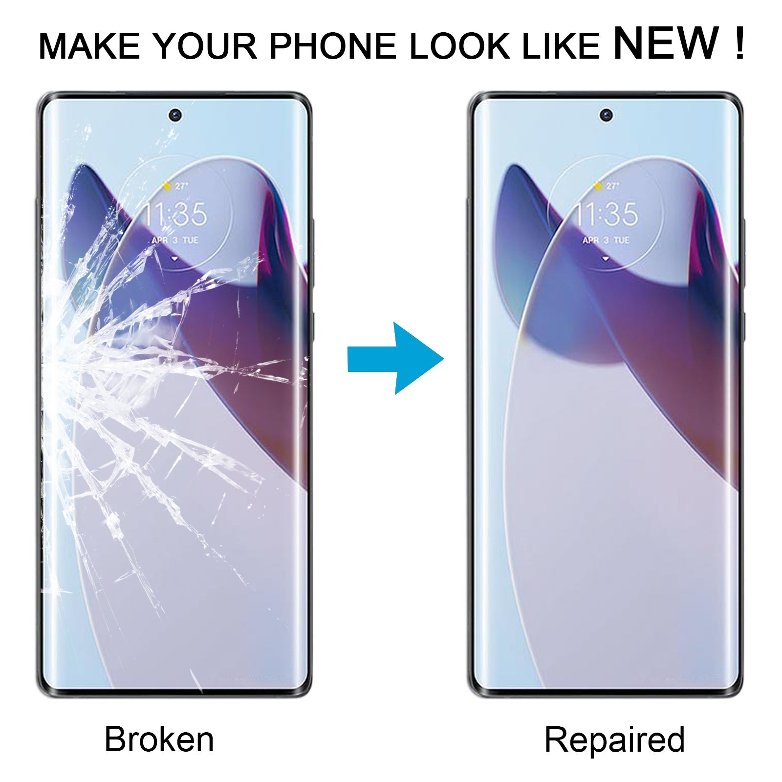 For Motorola Edge 30 Ultra Front Screen Outer Glass Lens with OCA Optically Clear Adhesive