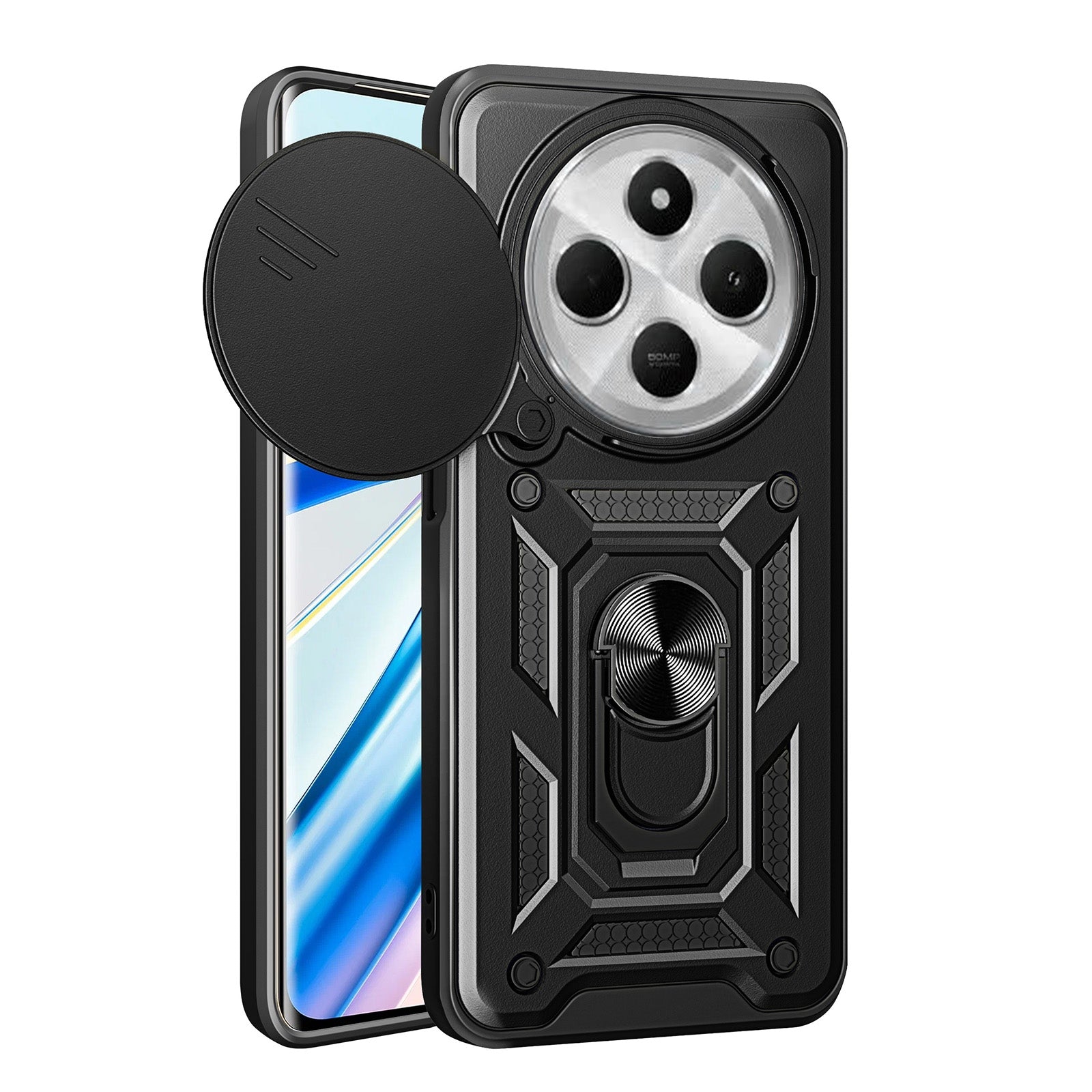 For Xiaomi Redmi 14R / 14C / Poco C75 Sliding Camera Cover Design TPU Hybrid PC Phone Case(Black)