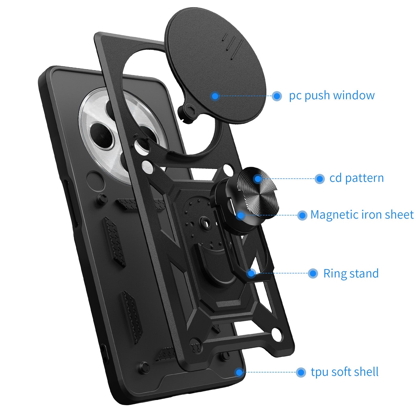 For Xiaomi Redmi 14R / 14C / Poco C75 Sliding Camera Cover Design TPU Hybrid PC Phone Case(Black)