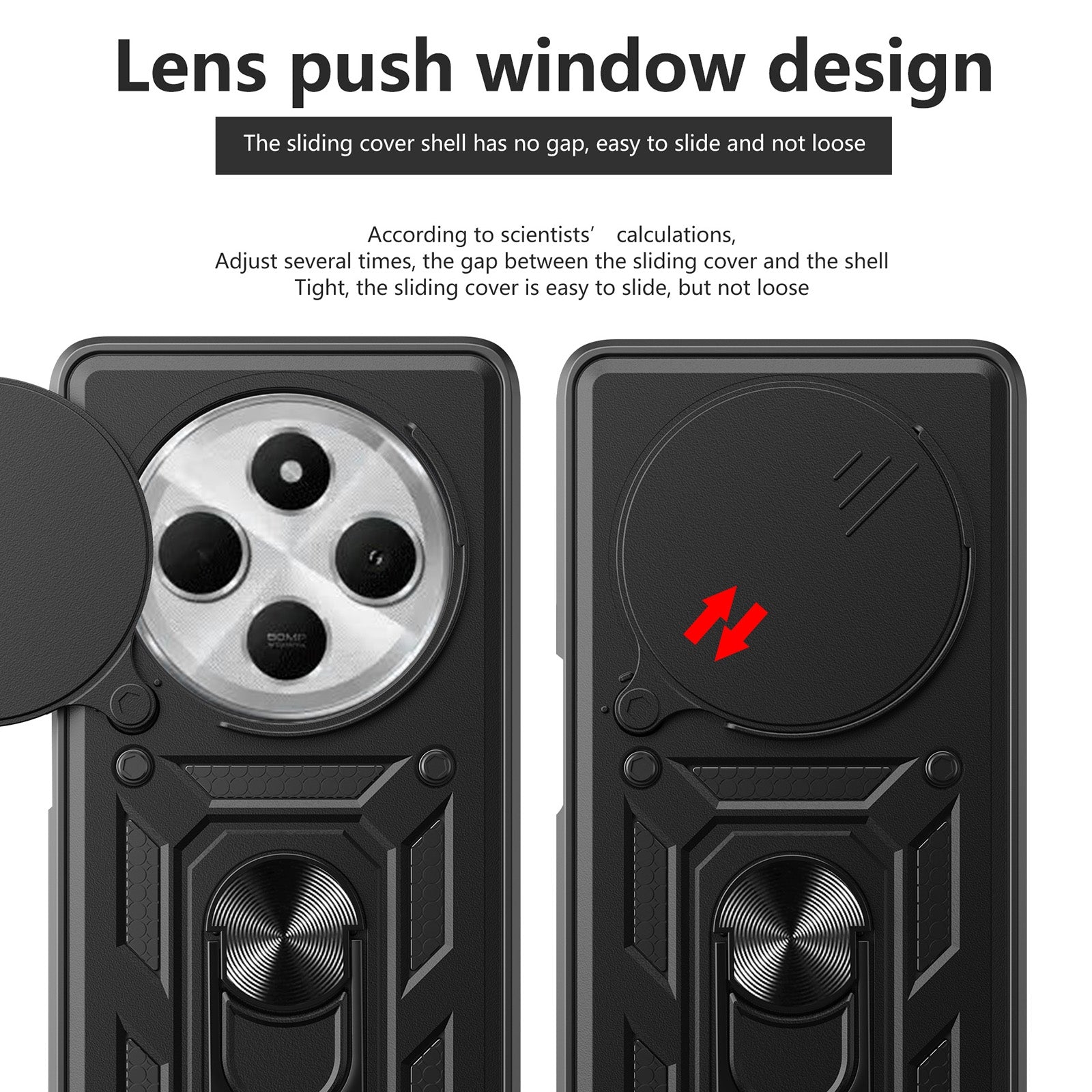 For Xiaomi Redmi 14R / 14C / Poco C75 Sliding Camera Cover Design TPU Hybrid PC Phone Case(Black)