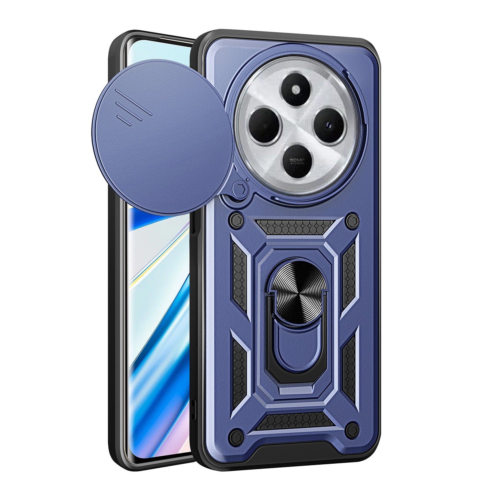 For Xiaomi Redmi 14R / 14C / Poco C75 Sliding Camera Cover Design TPU Hybrid PC Phone Case(Blue)