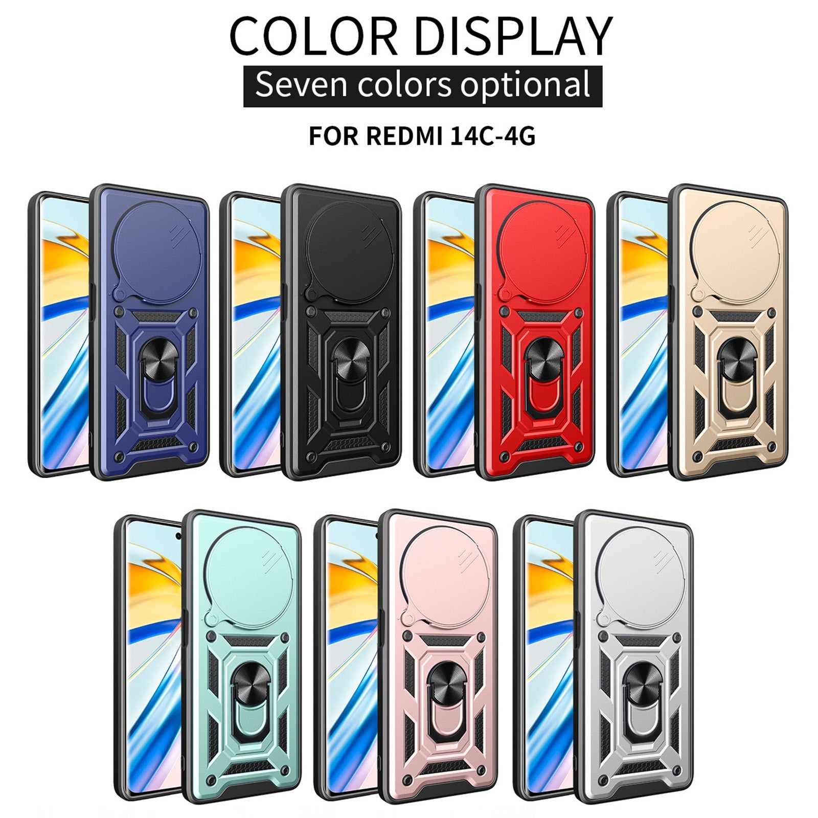 For Xiaomi Redmi 14R / 14C / Poco C75 Sliding Camera Cover Design TPU Hybrid PC Phone Case(Blue)