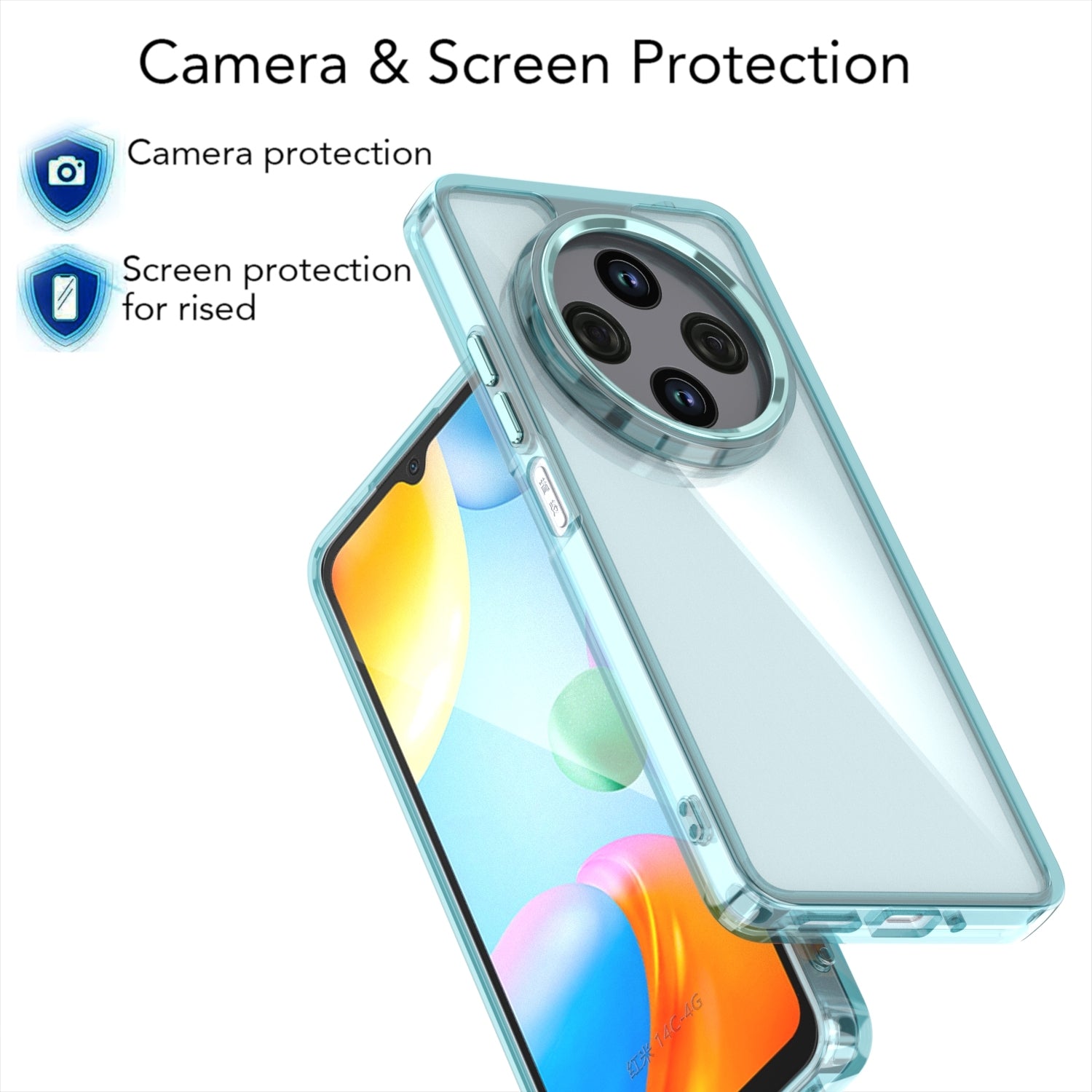 For Redmi 14C 4G Shine High Transparency Acrylic Phone Case(Blue)