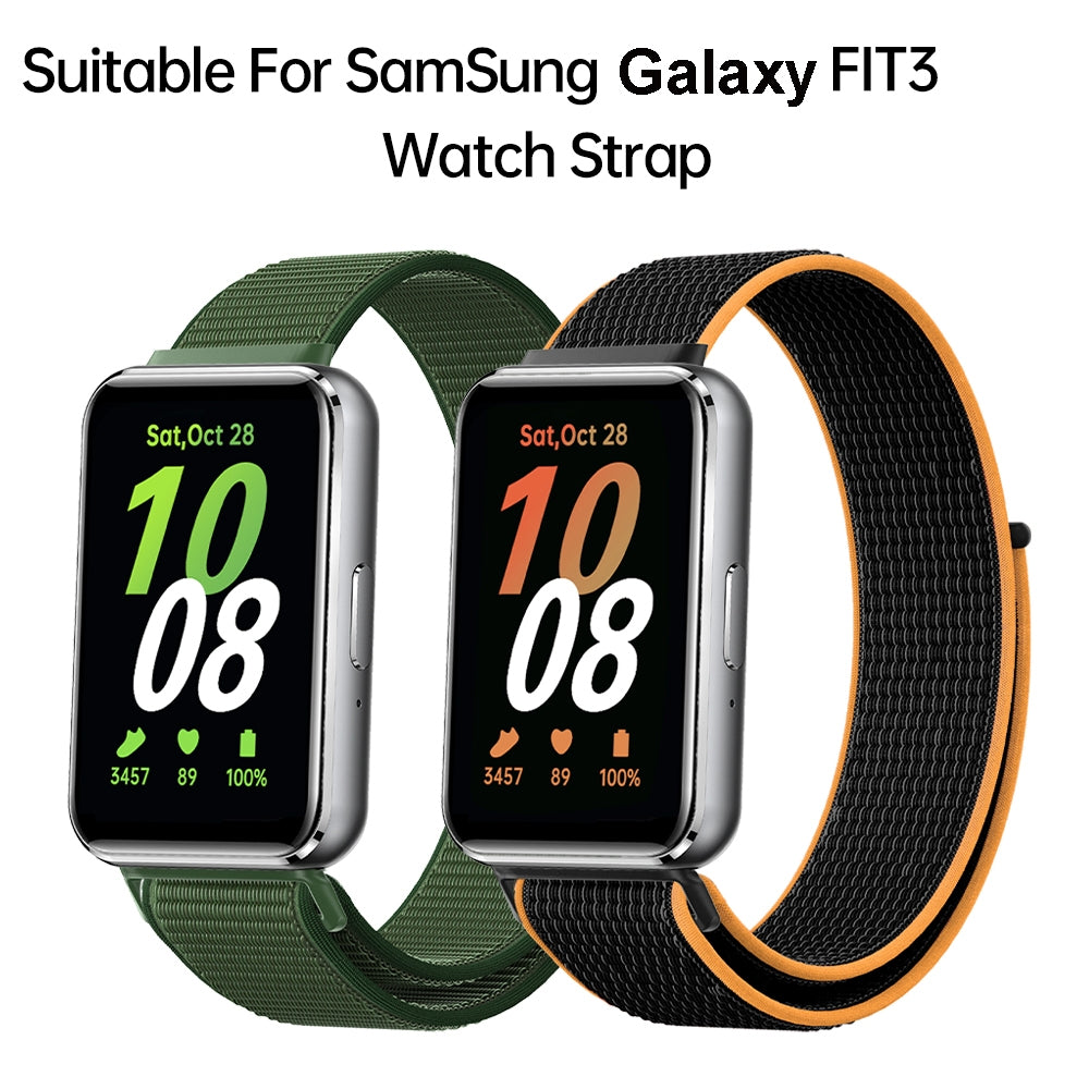 For Samsung Galaxy Fit 3 Woven Nylon Loop Watch Band(Black)