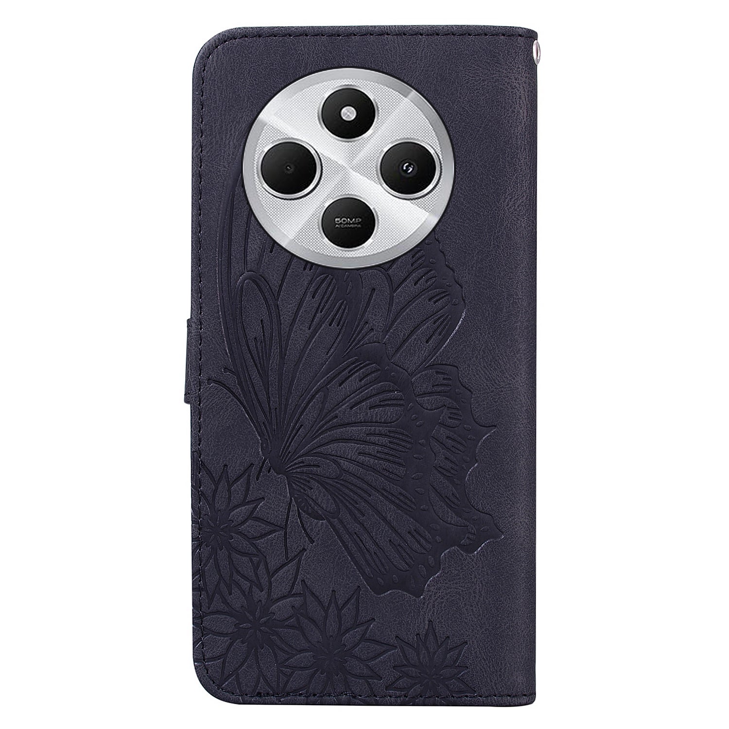 For Redmi 14C 4G Retro Skin Feel Butterflies Embossing Horizontal Flip Leather Phone Case(Black)