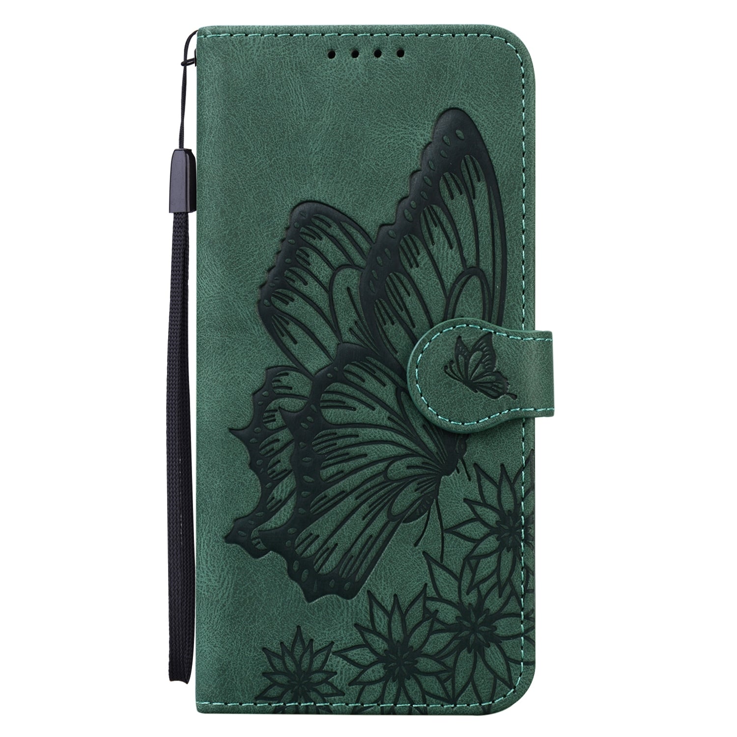 For Redmi 14C 4G Retro Skin Feel Butterflies Embossing Horizontal Flip Leather Phone Case(Green)