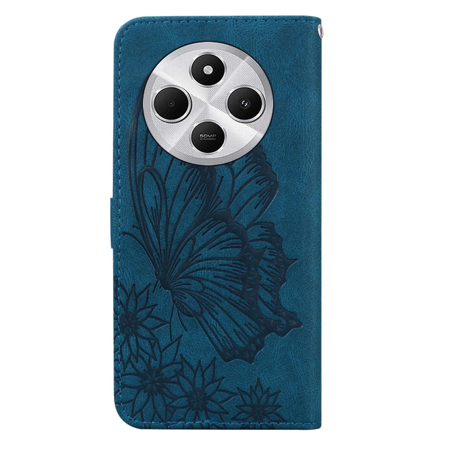 For Redmi 14C 4G Retro Skin Feel Butterflies Embossing Horizontal Flip Leather Phone Case(Blue)