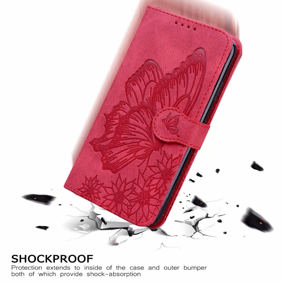 For Redmi 14C 4G Retro Skin Feel Butterflies Embossing Horizontal Flip Leather Phone Case(Red)