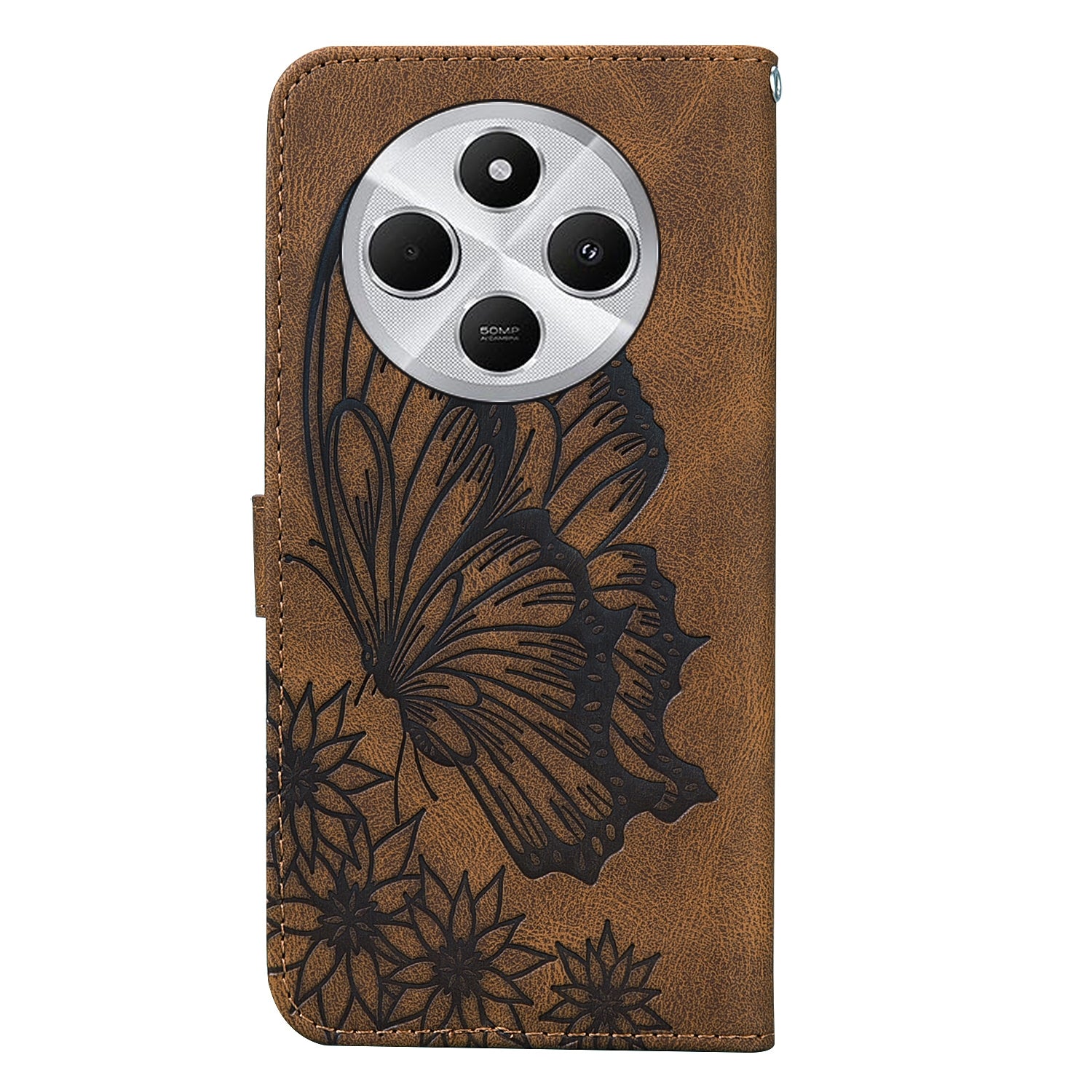 For Redmi 14C 4G Retro Skin Feel Butterflies Embossing Horizontal Flip Leather Phone Case(Brown)