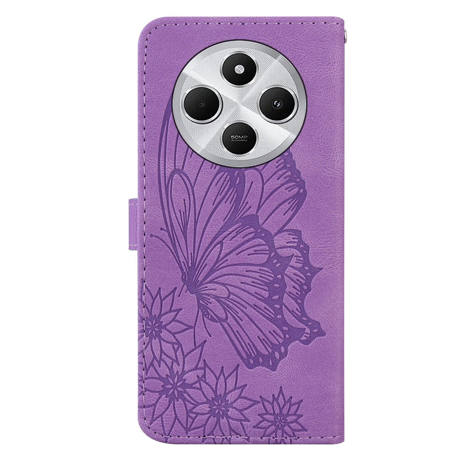 For Redmi 14C 4G Retro Skin Feel Butterflies Embossing Horizontal Flip Leather Phone Case(Purple)