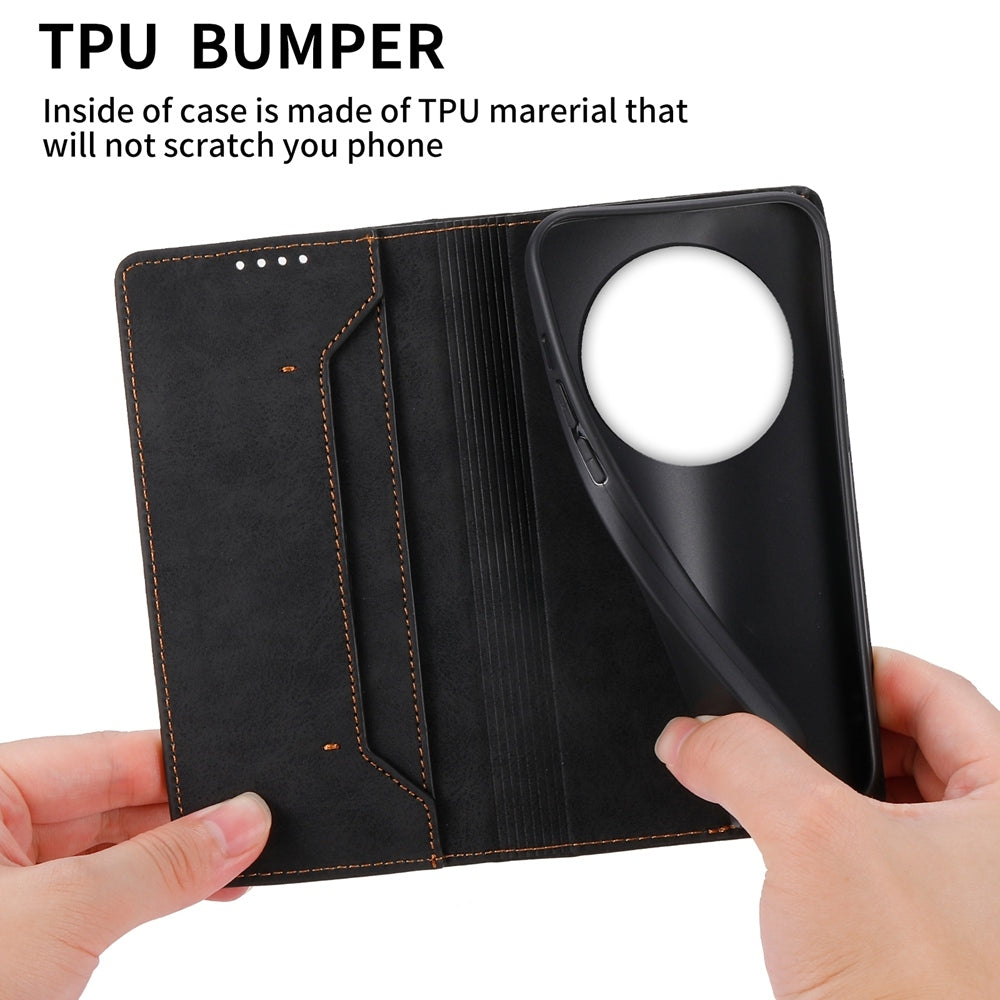 For Redmi 14C 4G Business Solid Color Magnetic RFID Leather Phone Case(Black)