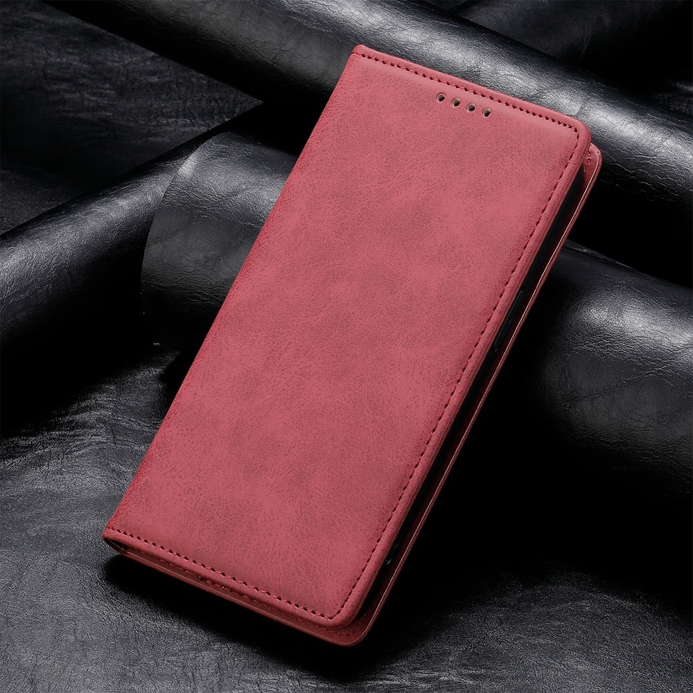 For Redmi 14C 4G Business Solid Color Magnetic RFID Leather Phone Case(Red)