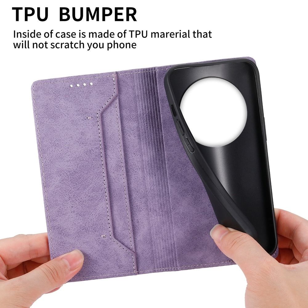 For Redmi 14C 4G Business Solid Color Magnetic RFID Leather Phone Case(Purple)