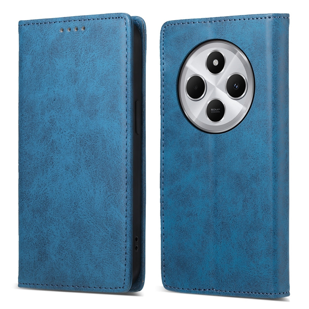 For Redmi 14C 4G Business Solid Color Magnetic RFID Leather Phone Case(Blue)