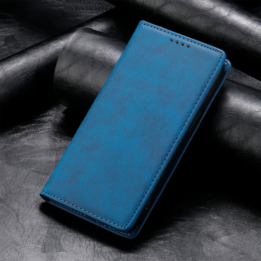 For Redmi 14C 4G Business Solid Color Magnetic RFID Leather Phone Case(Blue)