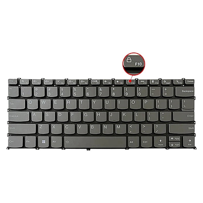 For Lenovo IdeaPad 5 / Yoga Slim 7 Pro  US Version Lap Backlight Keyboard, F10 Key with Lock Icon Grey
