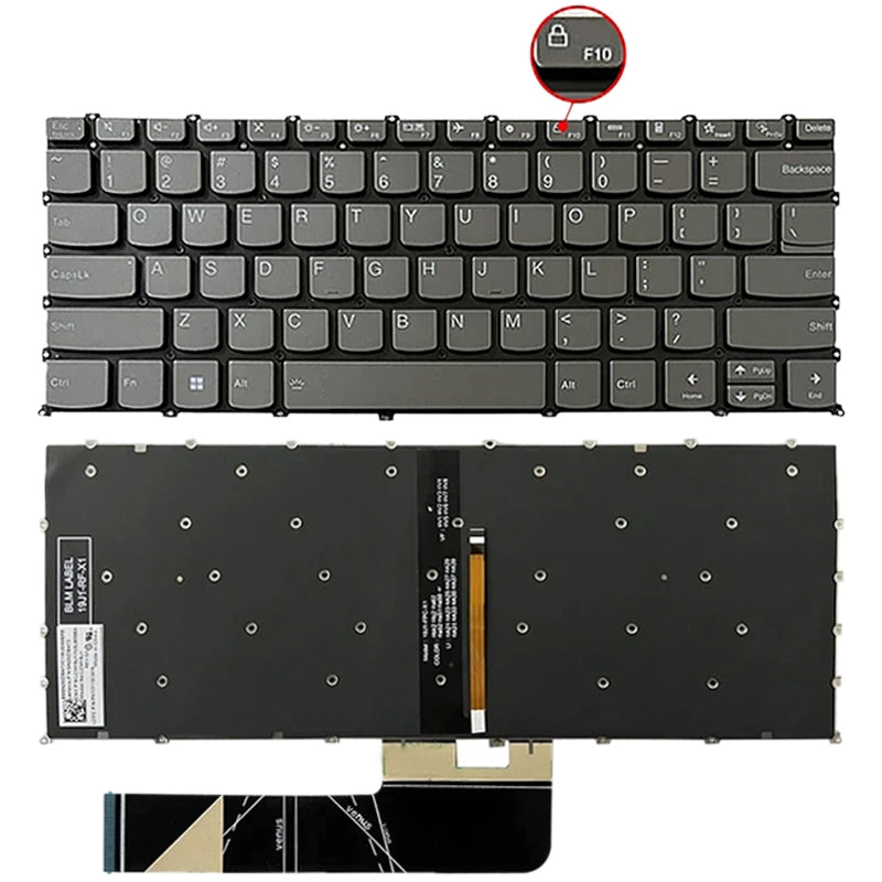 For Lenovo IdeaPad 5 / Yoga Slim 7 Pro  US Version Lap Backlight Keyboard, F10 Key with Lock Icon Grey