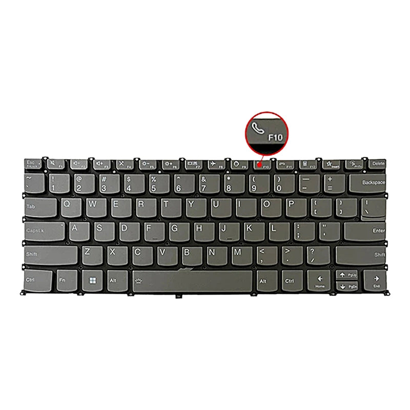 For Lenovo IdeaPad 5 / Yoga Slim 7 Pro US Version Lap Backlight Keyboard, F10 Key with Phone Icon Grey