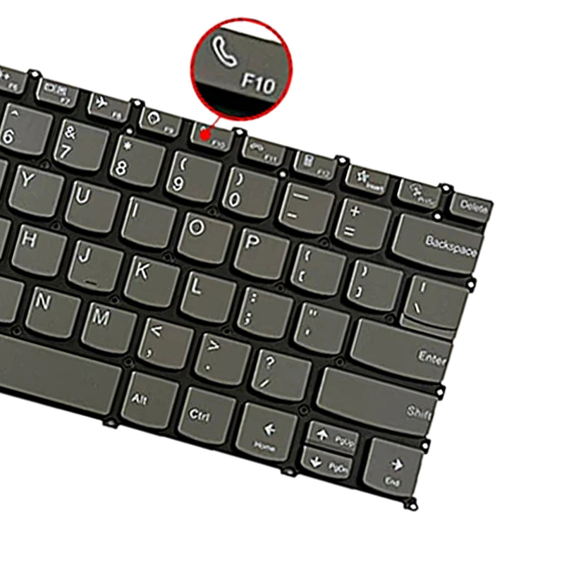 For Lenovo IdeaPad 5 / Yoga Slim 7 Pro US Version Lap Backlight Keyboard, F10 Key with Phone Icon Grey