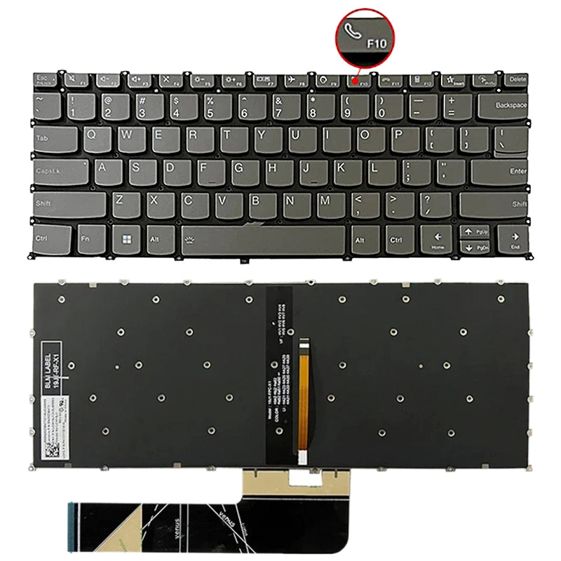 For Lenovo IdeaPad 5 / Yoga Slim 7 Pro US Version Lap Backlight Keyboard, F10 Key with Phone Icon Grey