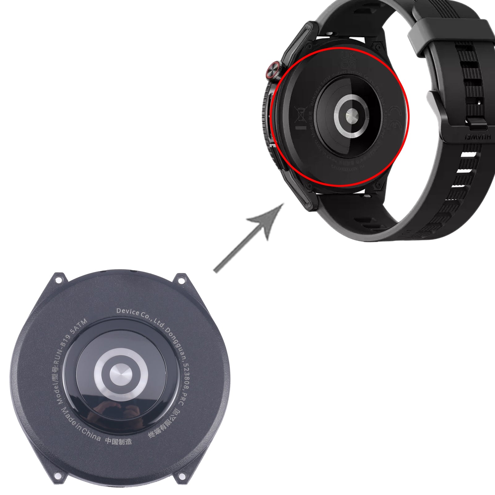 For Huawei Watch GT Runner 46mm Rear Housing Cover Black