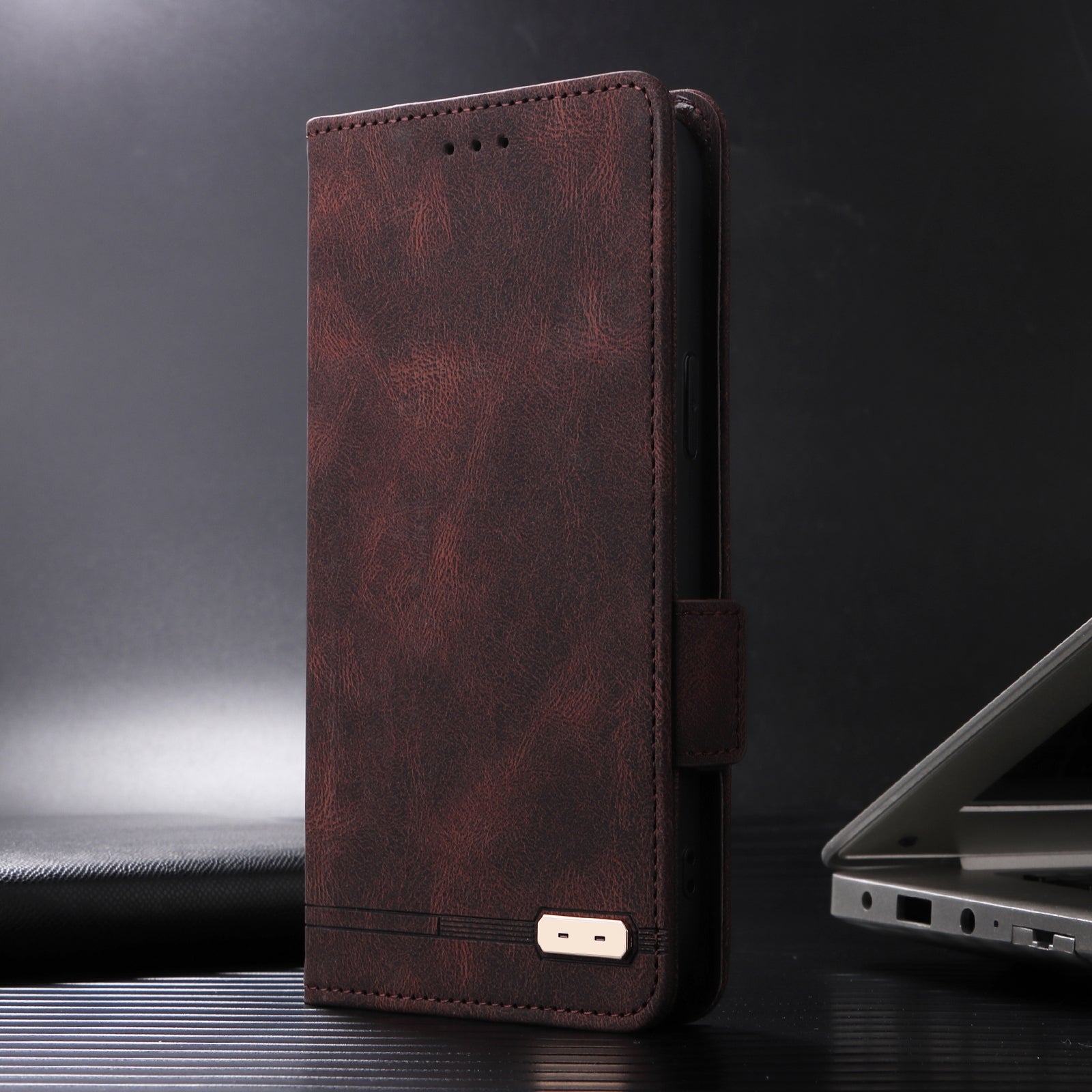 For Redmi 14C Magnetic Clasp Leather Phone Case(Brown)