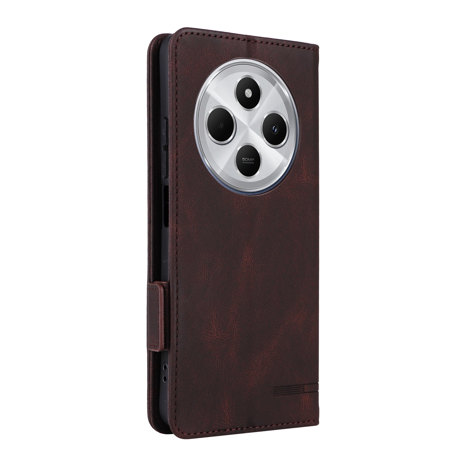 For Redmi 14C Magnetic Clasp Leather Phone Case(Brown)