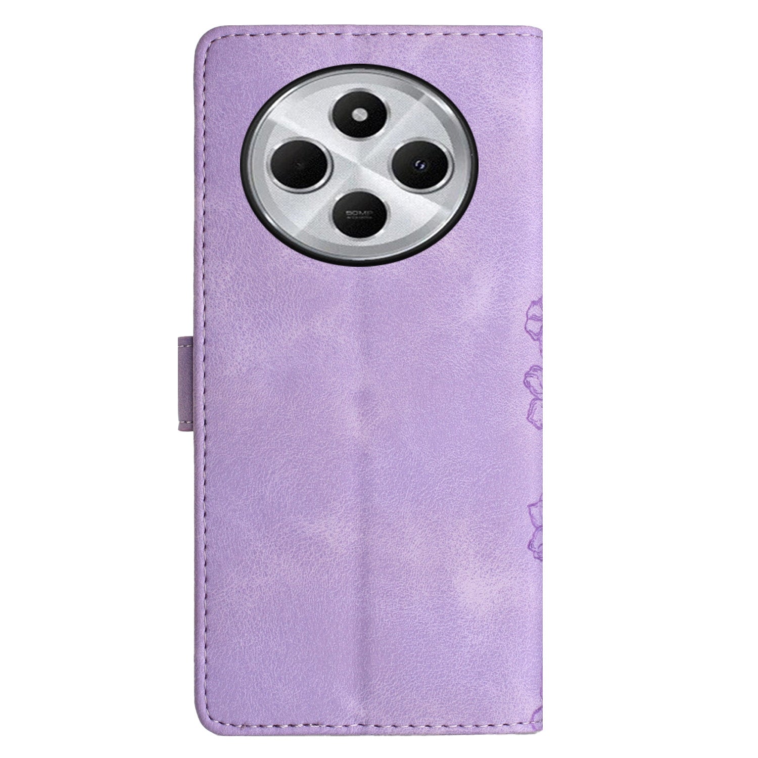 For Redmi 14C 4G Cherry Blossom Butterfly Skin Feel Embossed PU Phone Case(Purple)