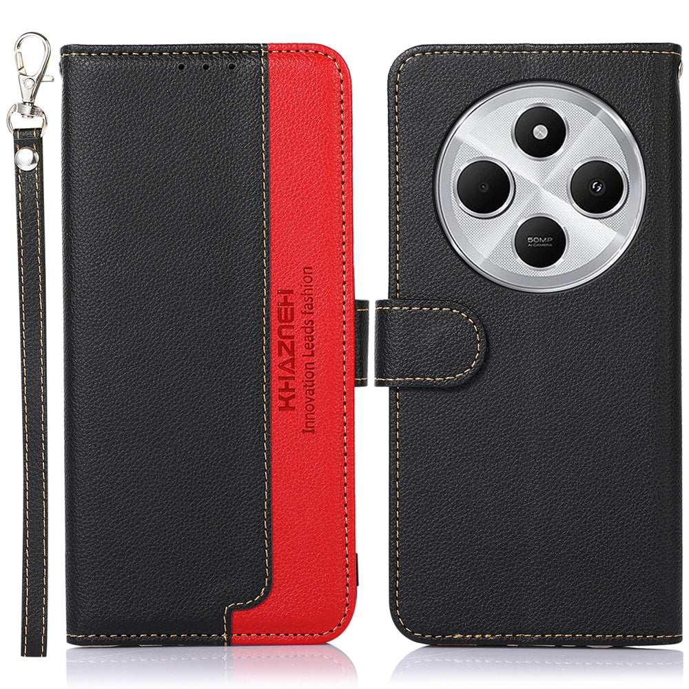 For Redmi 14C 4G KHAZNEH Litchi Texture Leather RFID Phone Case(Black)