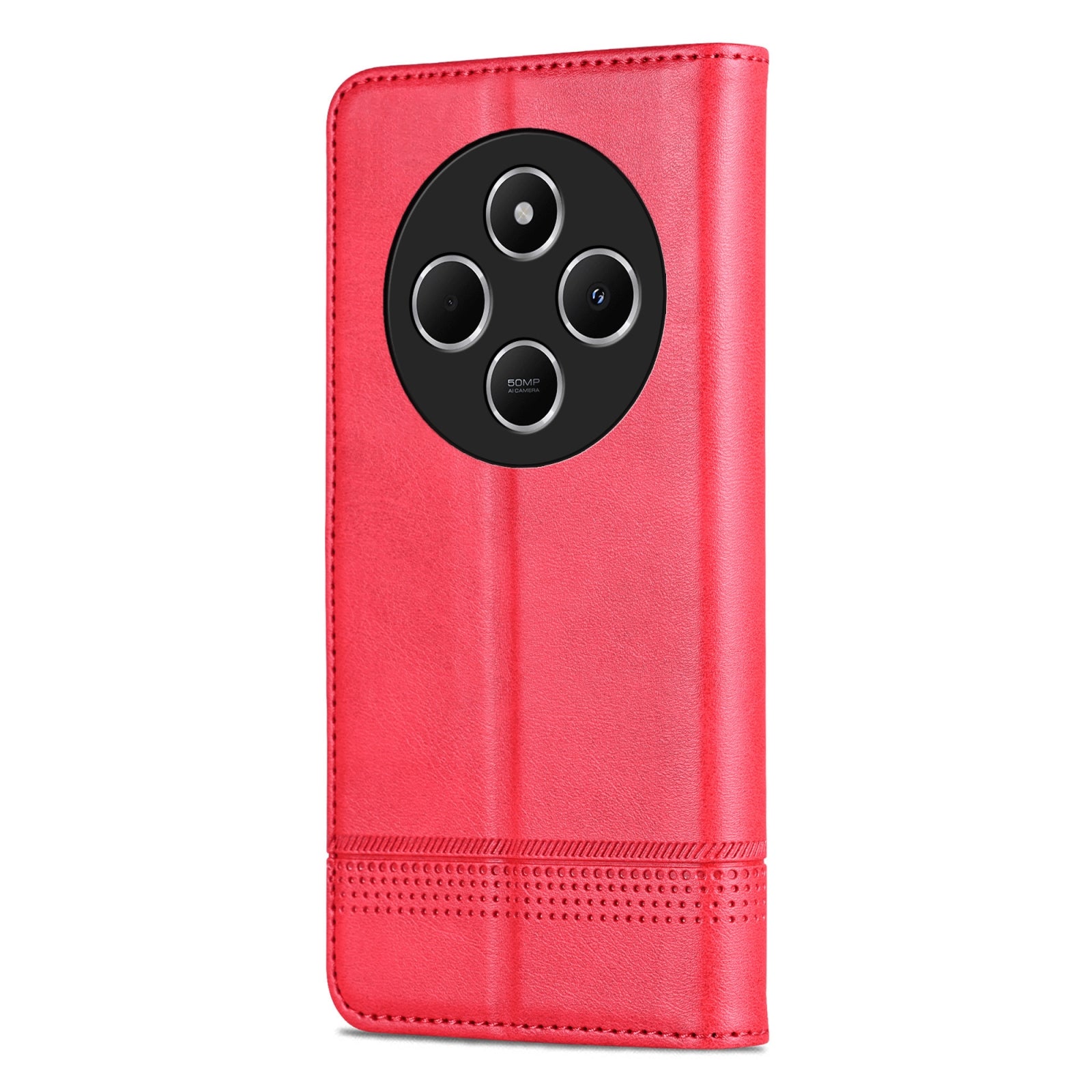 For Redmi 14C 4G AZNS Magnetic Calf Texture Flip Leather Phone Case(Red)