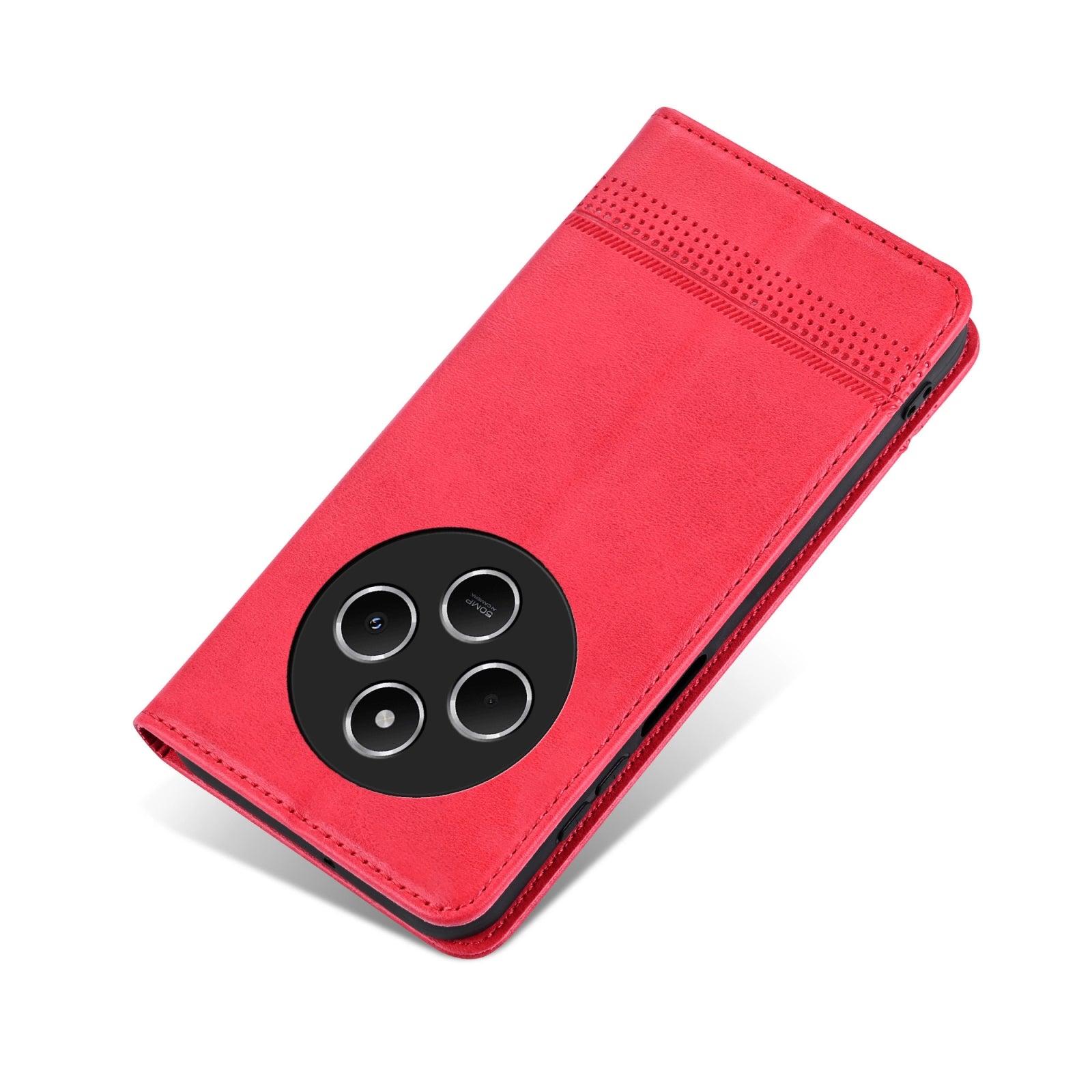 For Redmi 14C 4G AZNS Magnetic Calf Texture Flip Leather Phone Case(Red)