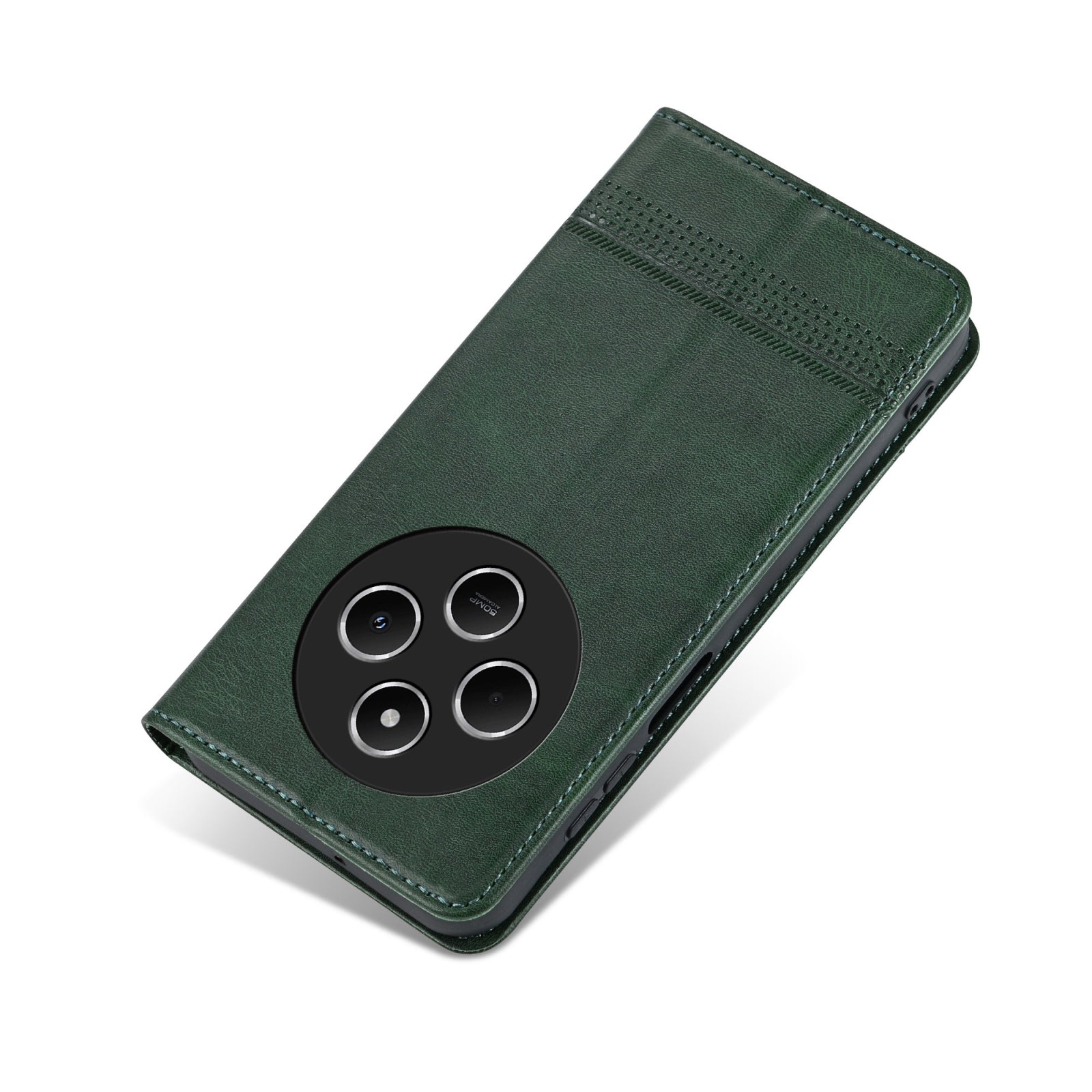 For Redmi 14C 4G AZNS Magnetic Calf Texture Flip Leather Phone Case(Dark Green)