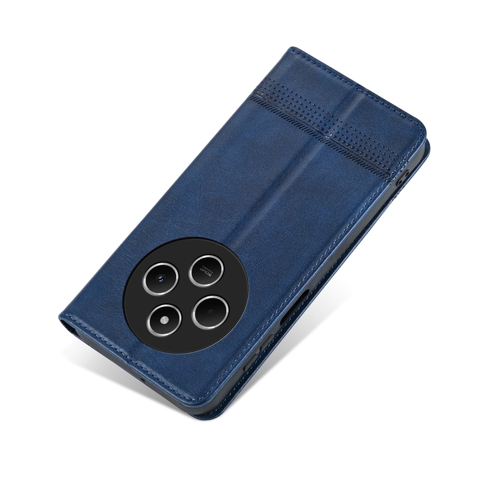 For Redmi 14C 4G AZNS Magnetic Calf Texture Flip Leather Phone Case(Dark Blue)