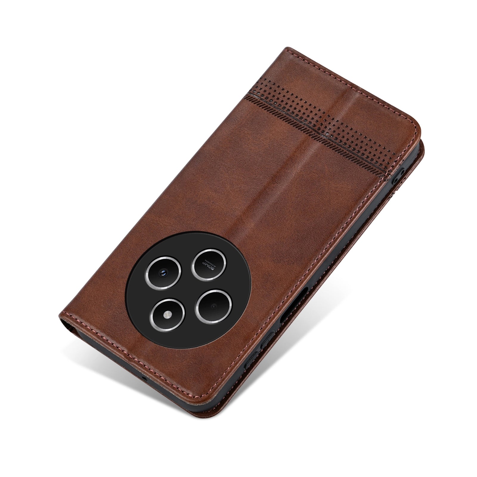 For Redmi 14C 4G AZNS Magnetic Calf Texture Flip Leather Phone Case(Dark Brown)