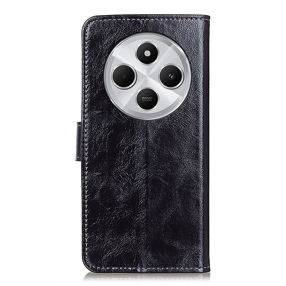 For Redmi 14C 4G Retro Crazy Horse Texture Leather Phone Case(Black)