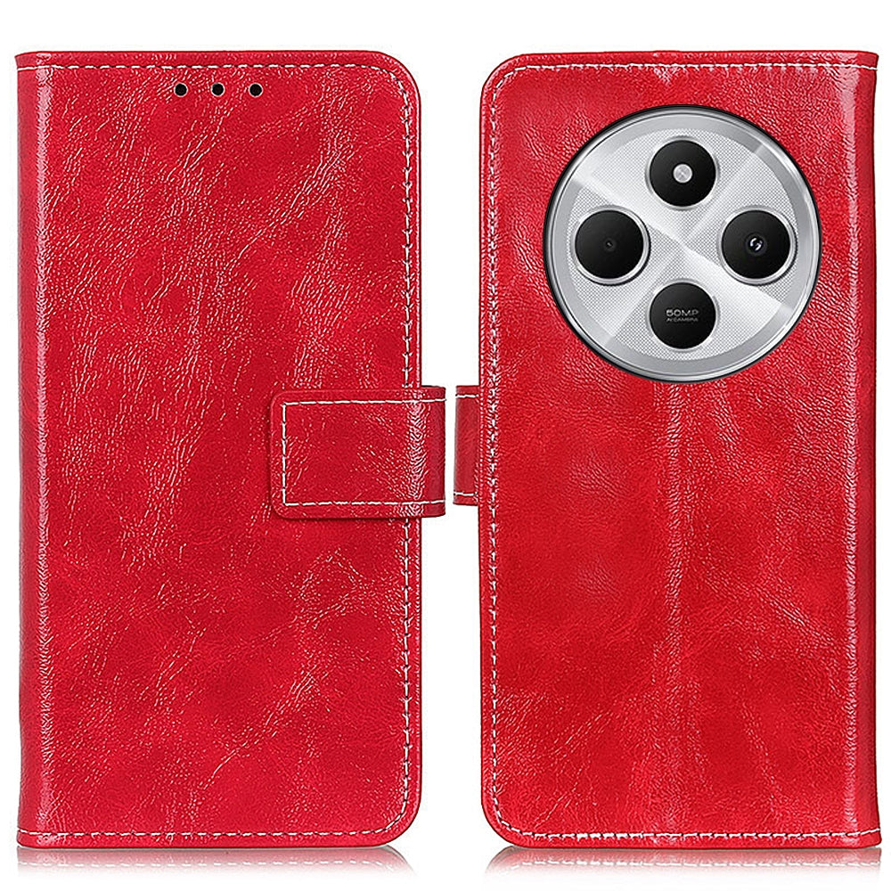 For Redmi 14C 4G Retro Crazy Horse Texture Leather Phone Case(Red)