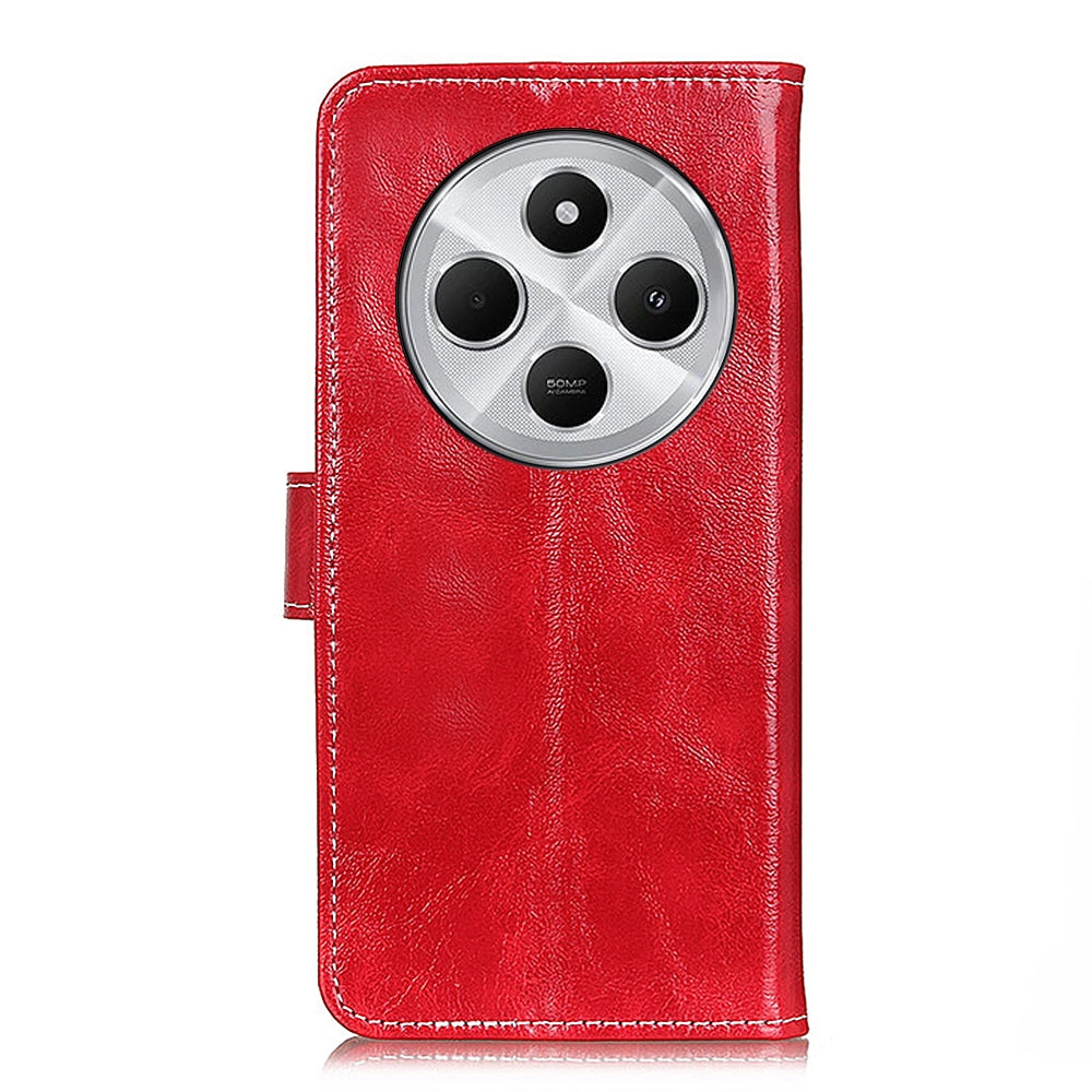 For Redmi 14C 4G Retro Crazy Horse Texture Leather Phone Case(Red)