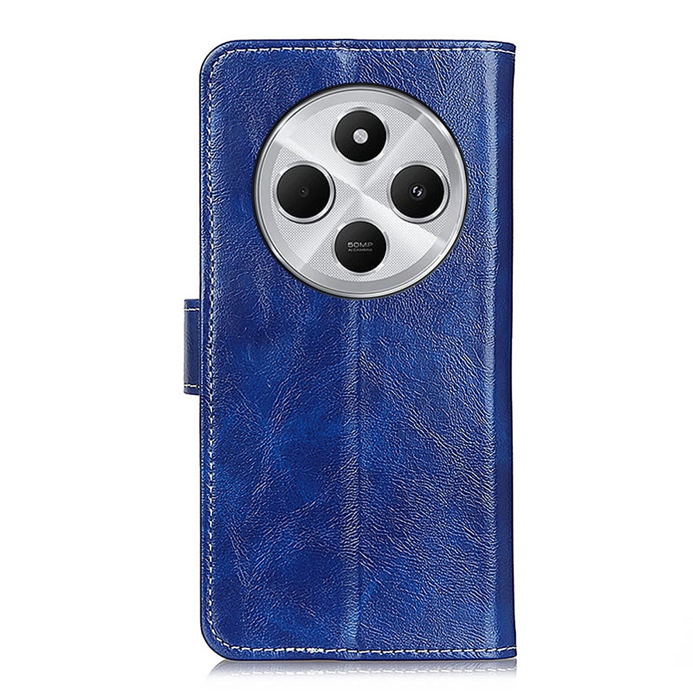 For Redmi 14C 4G Retro Crazy Horse Texture Leather Phone Case(Blue)