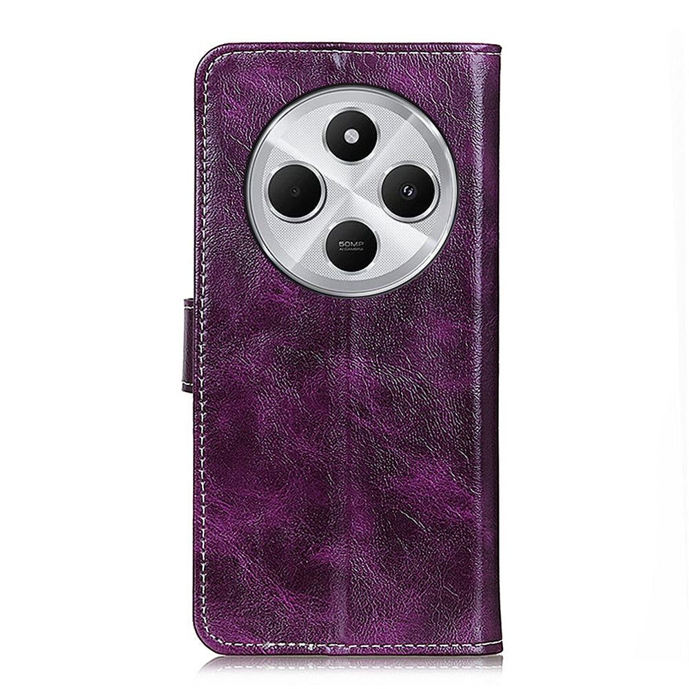 For Redmi 14C 4G Retro Crazy Horse Texture Leather Phone Case(Purple)